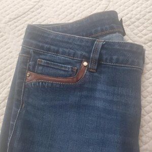 WHBM Skimmer Jeans with Faux Leather Trim Size 4